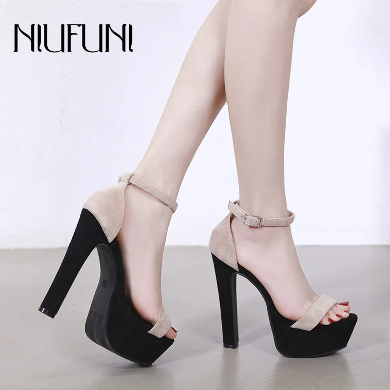 

Fashion 2019 Summer New Arrival Thick Super High Heels Sandals Waterproof Platform Sandals Color Belt Buckle Women's Shoes