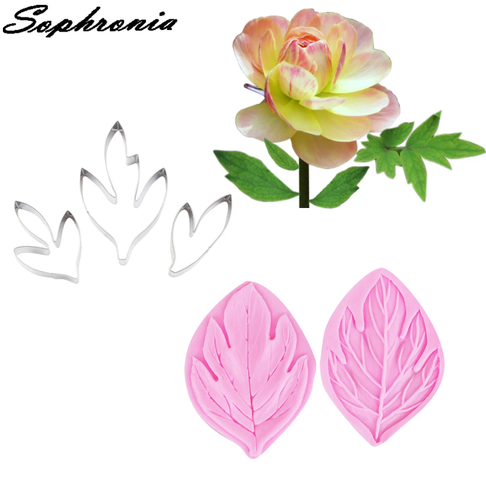 

Sophronia Peony Leaf Veiner Silicone Texture Cake Mold,Fondant Cake Tool Veining Mold Sugar Fondant Tool CS345