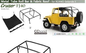 

Metal Roll Cage Rolling Rack (Tube Roll Bar) & Fabric Roof Tent for RC8WD 1/10 scale Gelande II Cruiser/FJ40 rc Jeep truck