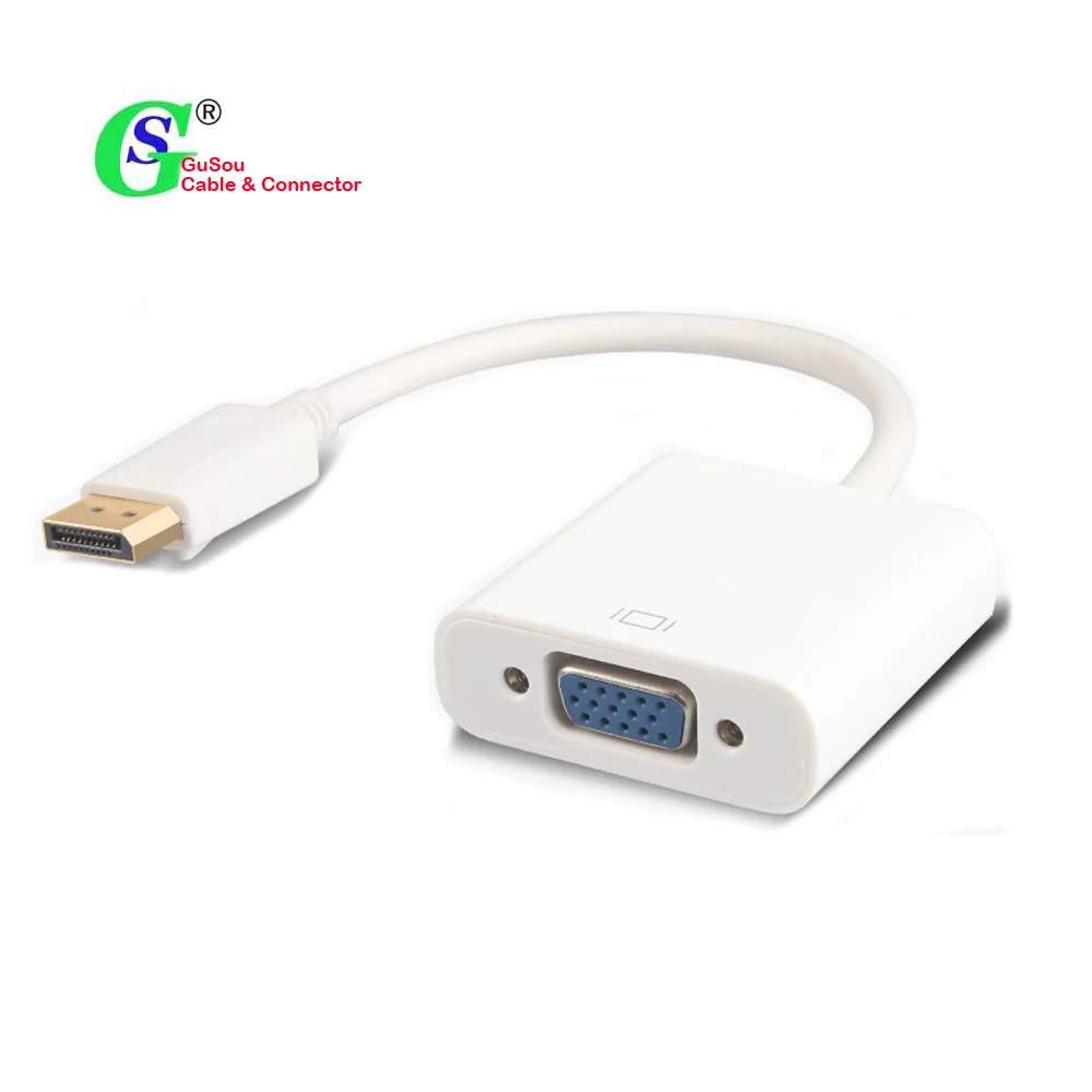 Кабель переходник GuSou с портом дисплея DP на VGA HDMI Female белый M/F|display port dp|dp to vgavga hdmi |