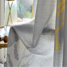 Американский кантри стиль подорожника листья занавески s для гостиной окна тюль серый полу-тени занавески спальня белый желтый ткань