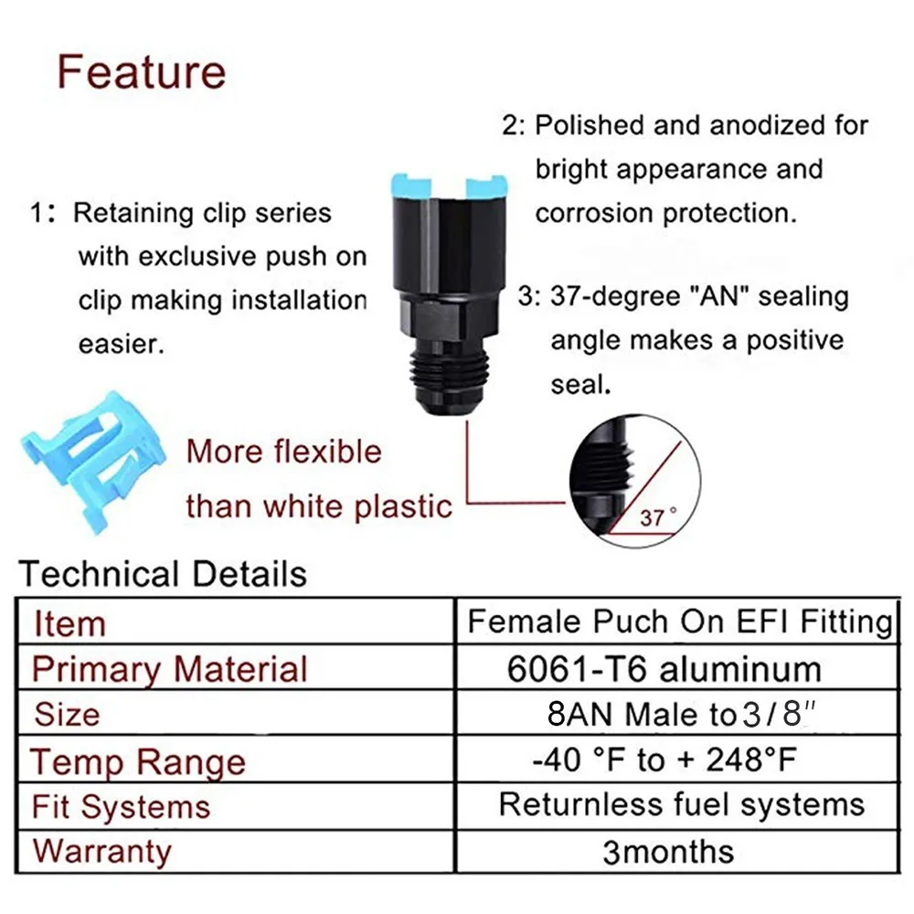 Злые энергии Алюминий AN8 EFI адаптер установки разъем-8 Мужской до 3/" SAE быстросъемные женский пуш-ап-на EFI фитинг