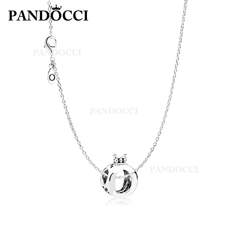 

PANDOCCI 100% 925 Sterling Silver Elegant Crown ZT0131 Clavicle Necklace Women's Set Women's Vintage Wedding Jewelry