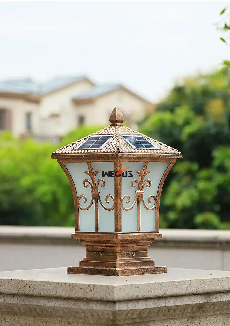 Solares da Parede Exteriores do Cargo. Luzes à Prova Luzes Exteriores Casa Villa Jardim Dwaterproof Água 25*25*47 cm 8 Lâmpadas solares