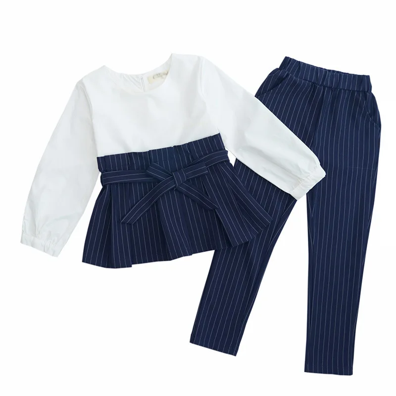 2022 Autumn Spring School Kids Striped Outfits Top Shirts & Pants Suits Girl  Clothing Sets Patchwork Teen Clothes For Girls Set - Children's Sets -  AliExpress