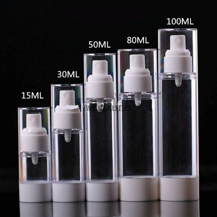 

15/30/50/80/100ml Transparent Plastic Airless Bottle Vacuum Pump Refillable Lotion Bottles Atomizer Perfume Spray Bottle