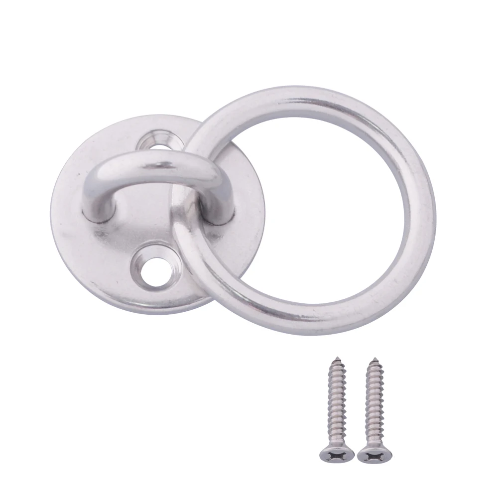 

304 Stainless Steel M6 Round Sail Shade Pad Eye Plate U-shaped Hook Ring Welded with Screws