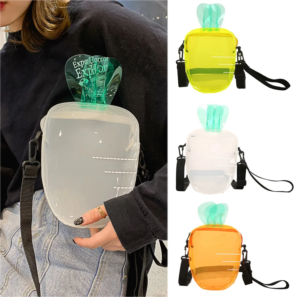 

Women Transparent Radish Wild Messenger Bag clear bag Fluorescent color Shoulder Fashion Bag bolsos para mujer#35