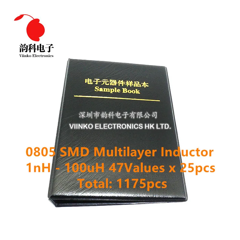 0805 SMD многослойный индуктор образец книга 1нн~ 100uH 47 значений x25шт = 1175 шт Ассорти Комплект