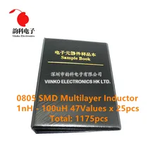 0805 SMD многослойный индуктор образец книга 1нн~ 100uH 47 значений x25шт = 1175 шт Ассорти Комплект