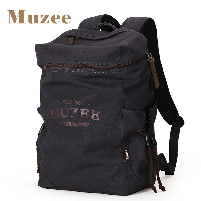 Image Muzee New Men Backpack Canvas Backpack Bags College Student Book Bag Large Capacity Fashion Backpack 15.6inch Laptop Bag