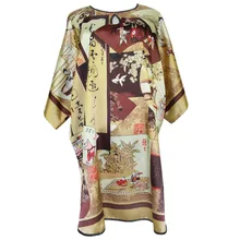 Plus Size Loose Sleepwear Robe Women’s Rayon Print Flower Sleepshirt Bathrobe Sexy Lady Home Night Dress Nightgown Bath Gown