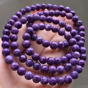 

Genuine Natural Purple Charoite Crystal Round Stone Beads Women Man Stretch Bracelet 6.5mm AAAAA