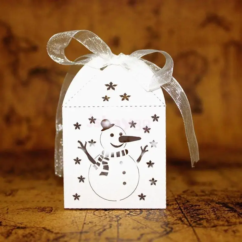 50 шт выдалбливают моды снеговик шаблон сладкий подарок сумки Свадебные сувениры и ленты