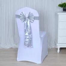 Серебряный цвет стул створки длинный хвост бабочка стиль свадебное украшение для стульев роскошный стул галстук-бабочка Подвязка из лайкры и спандекса