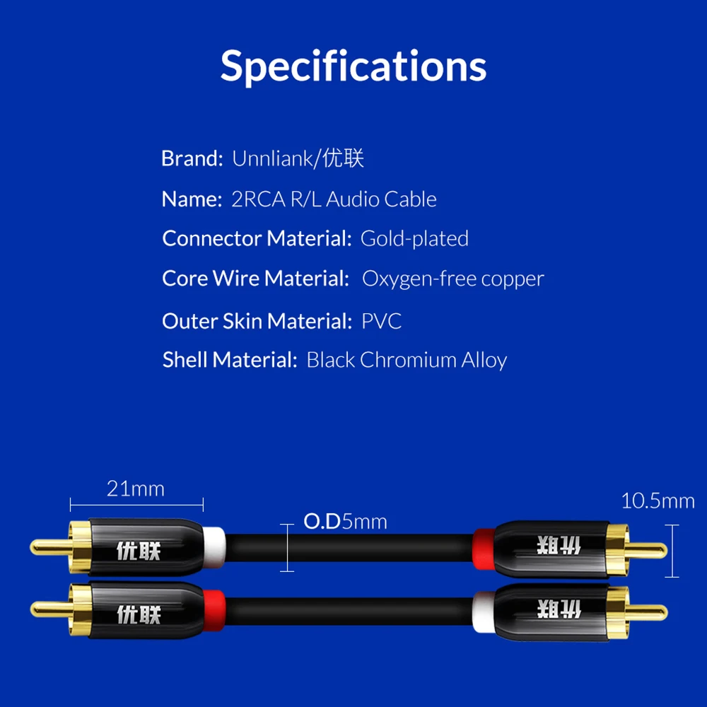 Unnlink HIFI 2RCA to 2 RCA RCA Cable OFC AV Audio Cable 1m 2m 3m 5m 8m 10m For TV DVD Amplifier Subwoofer Soundbar Speaker Wire Unnlink HIFI 2RCA to 2 RCA RCA Cable OFC AV Audio Cable 1m 2m 3m 5m 8m 10m For TV DVD Amplifier Subwoofer Soundbar Speaker Wire