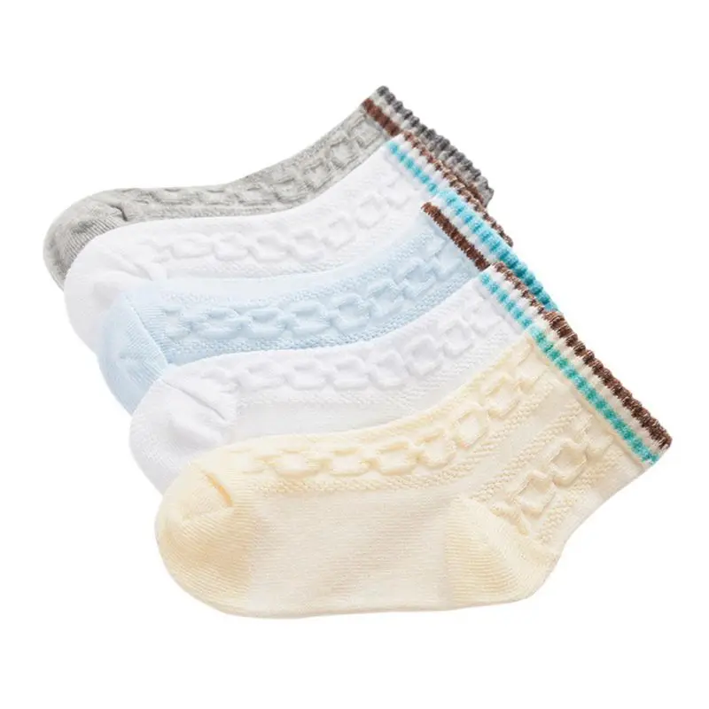 5 пара/лот, полосатые Мягкие хлопковые носки для маленьких мальчиков носки для младенцев Детские Носки с рисунком для новорожденных мальчиков голубой и черный цвет - Цвет: EE