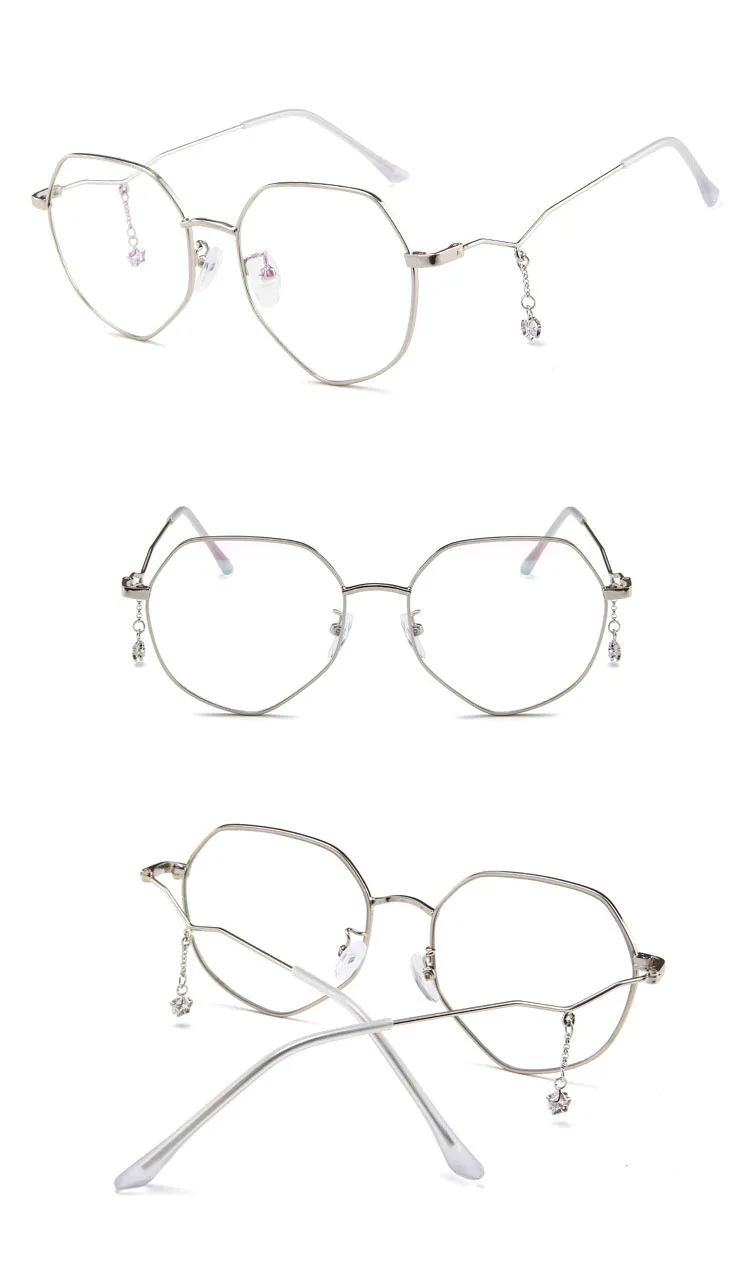 Винтажные женские очки Nerd, пентаграмма, подвеска, плоское зеркало, Полигональная индивидуальность, женские Необычные литературные очки, оправа HA-73