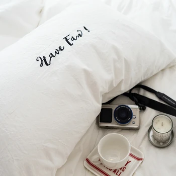 

1pc Pillow Cover White Washed Cotton Pillow Case Cute Solid Color Embroidered Cactus Apple Bedroom Decorative Pillowcase