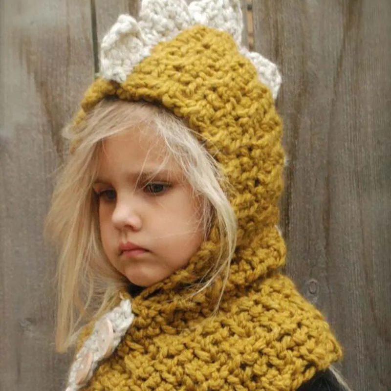 1 Pcs New Children Manual Knitting Dinosaur Hats Scarf Hat Sets Autumn Winter Keep Warm Baby Hats Suit 2-12 year olds 8497