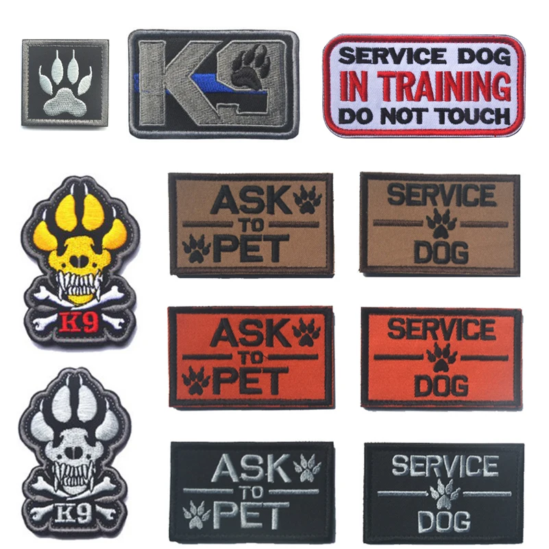 

Embroidery Airsoft Patch Emblem Military Patches K9 K-9 ASK TO PET SERVICE DOG Tactical Army Morale Patch Badge For backpack