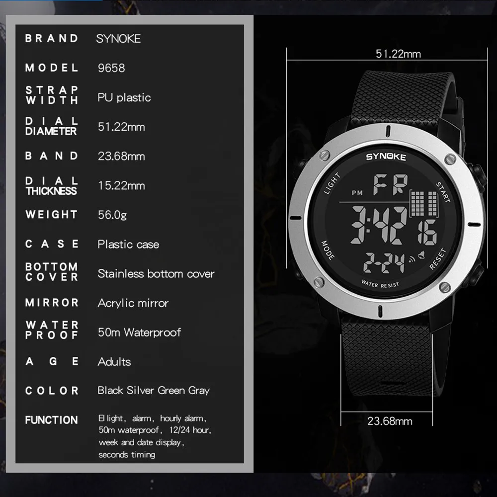 Новая мода reloj relógio часы мужские трендовые стильные мужские часы большой экран многофункциональные светящиеся электронные часы montre homme * A