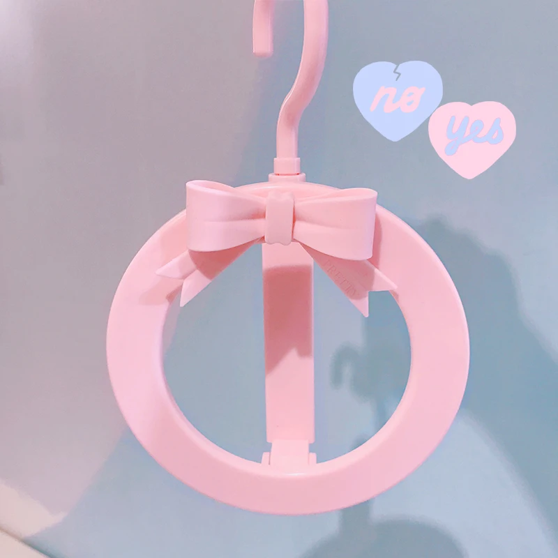 Girl hanger pink bowknot hat scarf belt hook folding add rack 2pcs