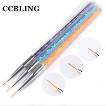 3 pçs/set Escova Da Arte do Prego Desenho Pintura Ferramentas Manicure Acrílico Carving Pen Projeto Liner Gel UV Lantejoulas Decoração Dicas 7/9/11mm(China)