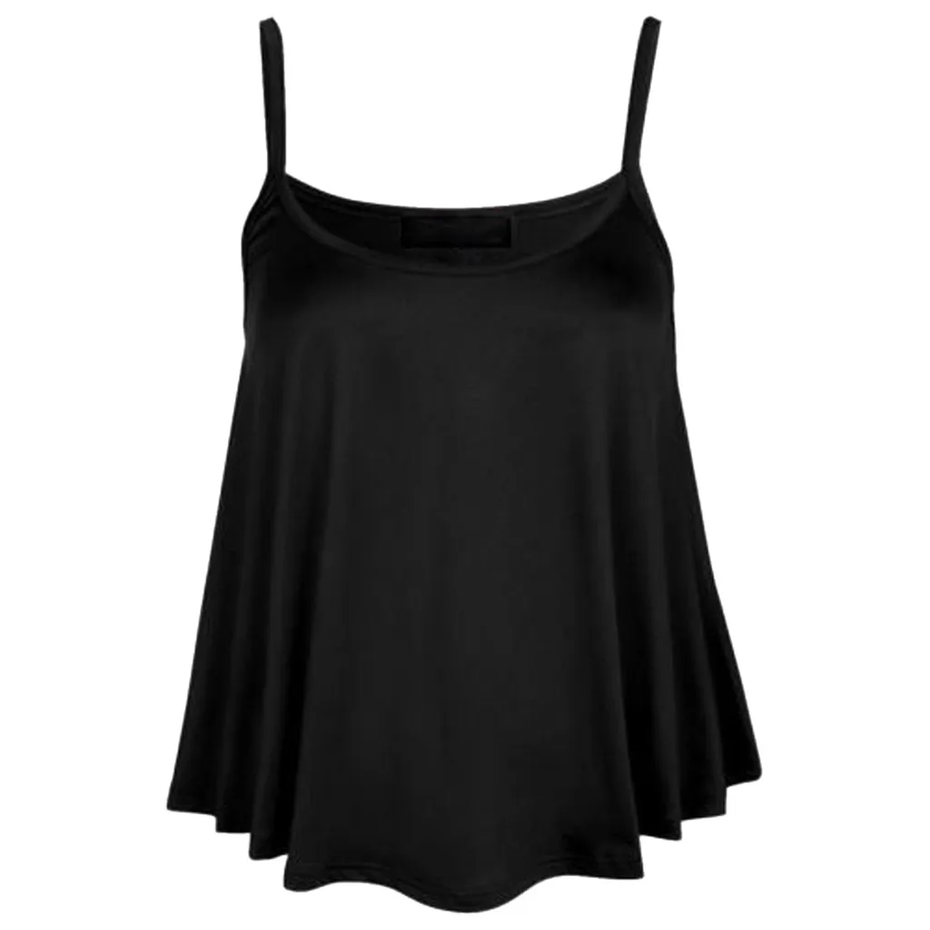 Black Модный топ на бретелях для женщин s, однотонный жилет с круглым вырезом, повседневный топ без рукавов, блузка, Топ Debardeur Femme, топы на бретелях, Женский Летний жилет - Цвет: Black