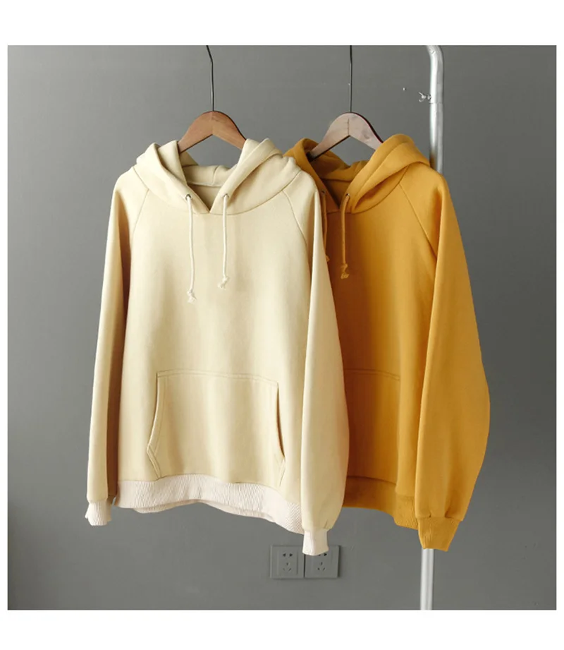 Ordifree 2019 осень негабаритных для женщин толстовки Толстовка Повседневный пуловер зима желтый флисовая женская с капюшоном