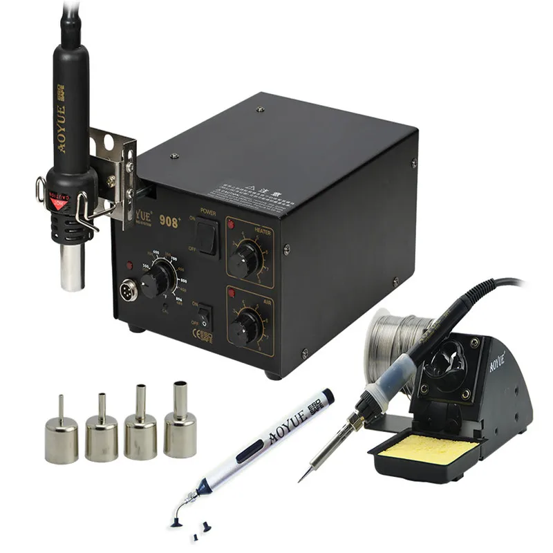 220V AOYUE 908 2 in 1 Soldering Station Hot Air Gun +Solder Iron 450W with 4 Wind mouthin 220V AOYUE 908 2 in 1 Soldering Station Hot Air Gun +Solder Iron 450W with 4 Wind mouthin