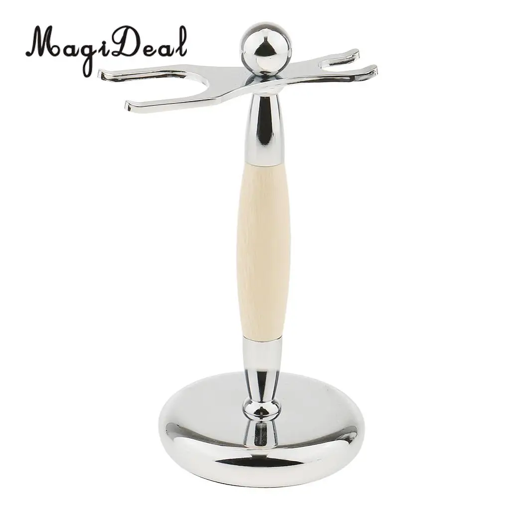 MagiDeal Men Barber Alloy Shaving Brush Safety Razor Holder Rack Stand 2 Prongs salon shaving tool Brush Holder