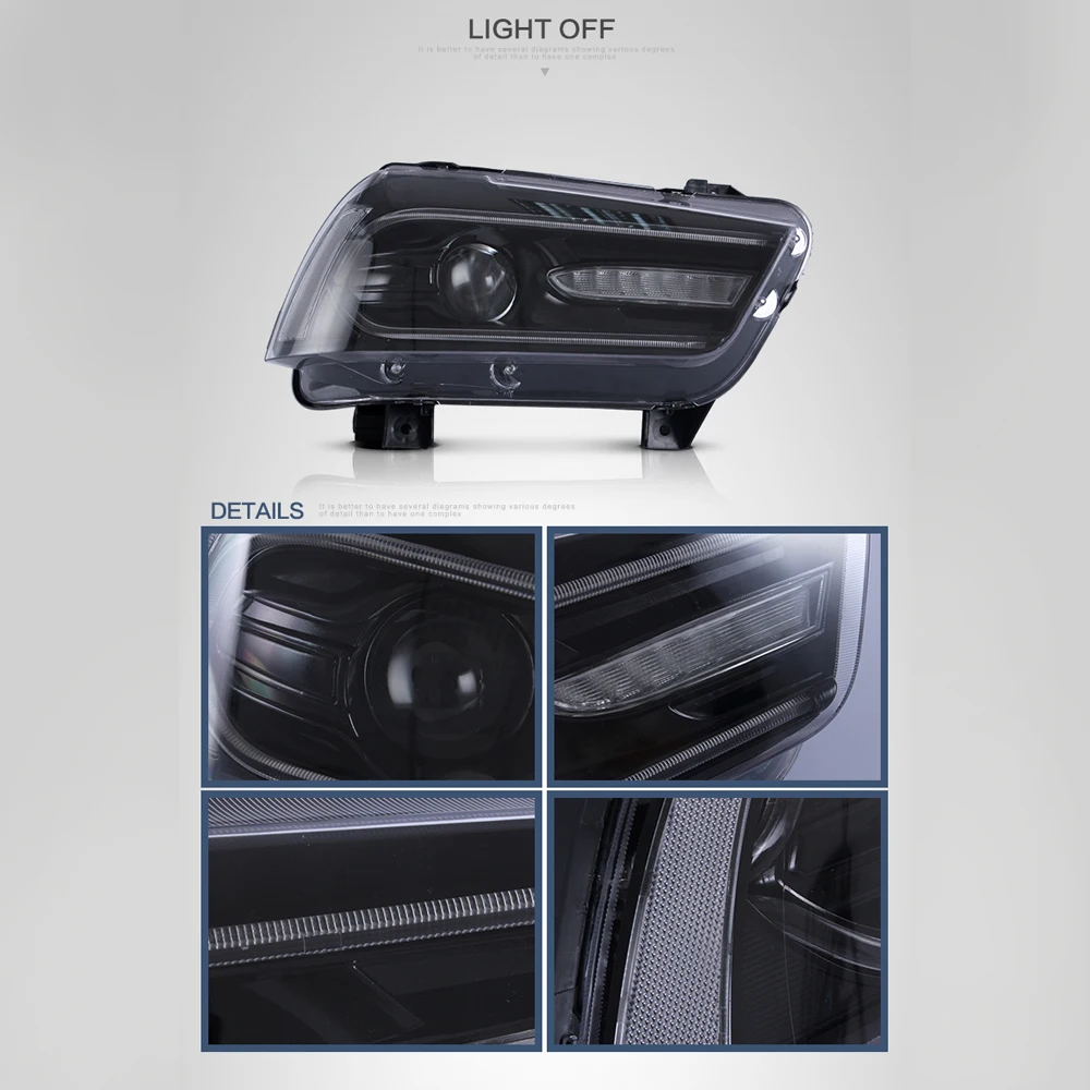 Для Dodge Зарядное устройство 2011 2012 2013 светодиодный передние фары в сборе