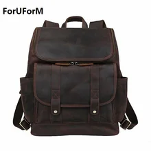 Винтажный Мужской рюкзак из натуральной кожи Crazy Horse из воловьей кожи, мужская сумка на плечо, рюкзаки школьные для путешествий, сумка LI-1317