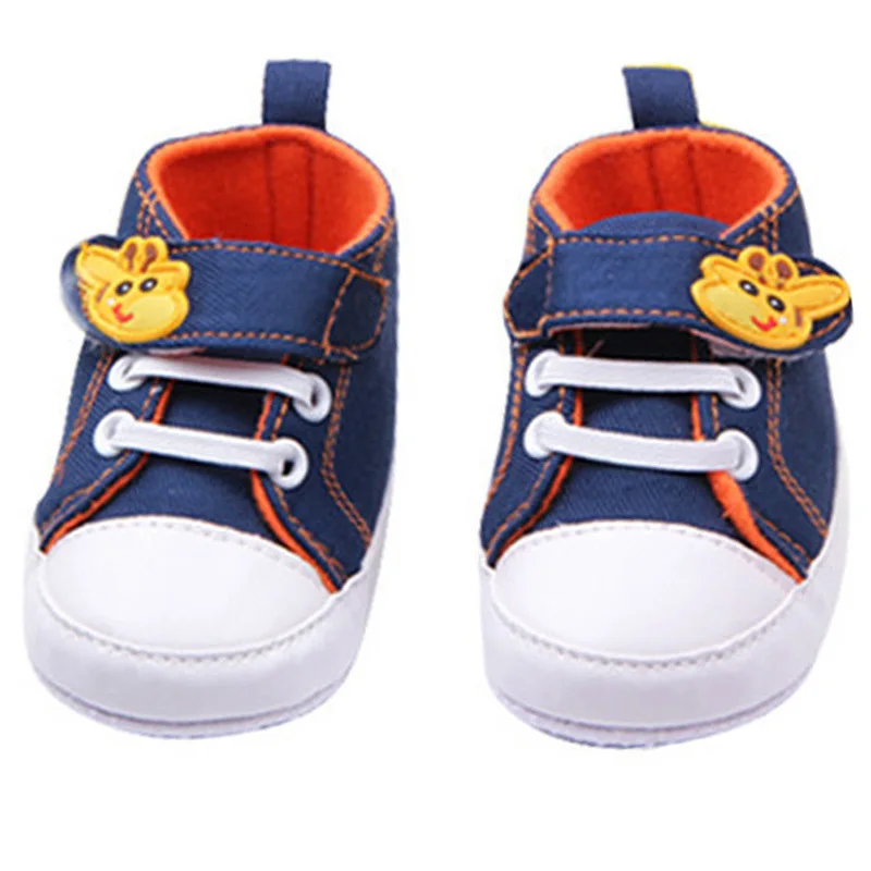 Детская обувь для мальчиков с рисунком жирафа; парусиновые кроссовки с нескользящей мягкой подошвой для младенцев; Новинка - Цвет: Dark Blue