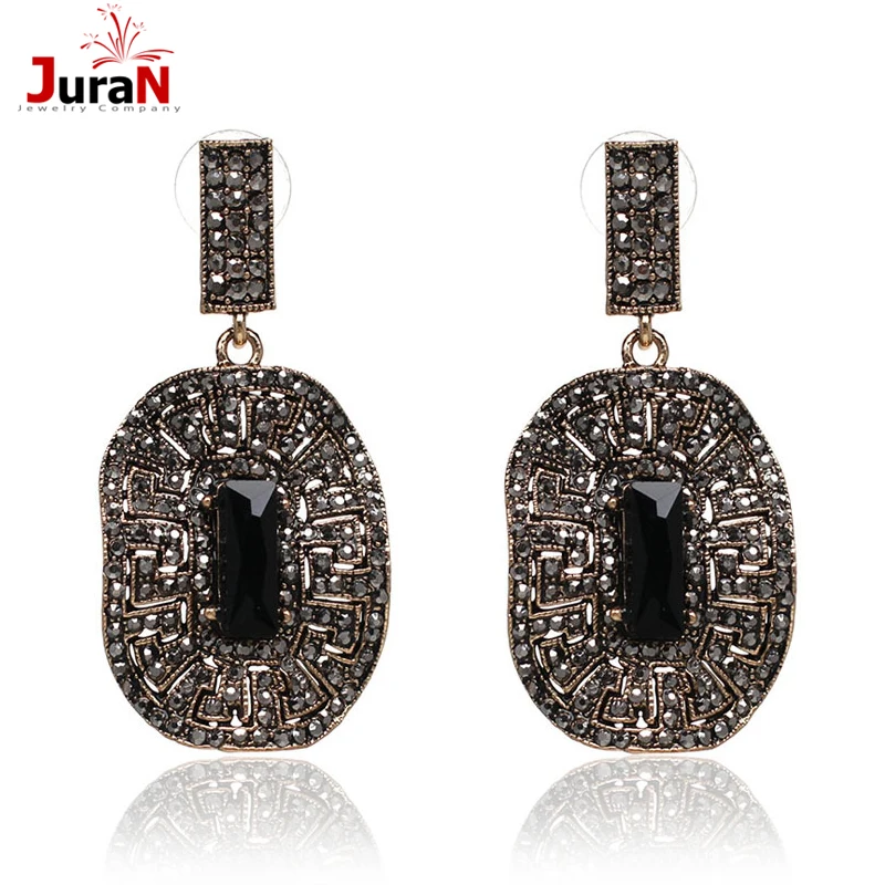 

JURAN Vintage Long Earrings Trendy Alloy Retro Ear Studs Top Seller Brand Designer Crystal Luxury Stud Earrings For Women D2301