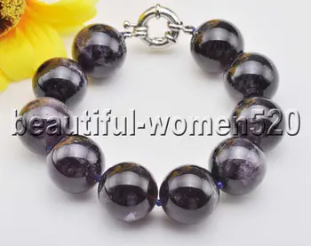 

Z8276 Real Purple 18mm Round Bead Purple Stone Bracelet 8inch