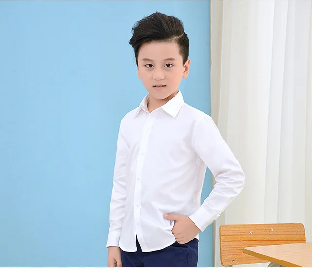 Shirts For Boys Girls White Cotton Blouse School Girls Blouse For Dress Shirts Kids Clothes Formal Preppy School Uniforms S32