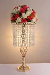 58 см высокий Кристалл Центральным золотой свадебный цветок стоять Свадебные украшения