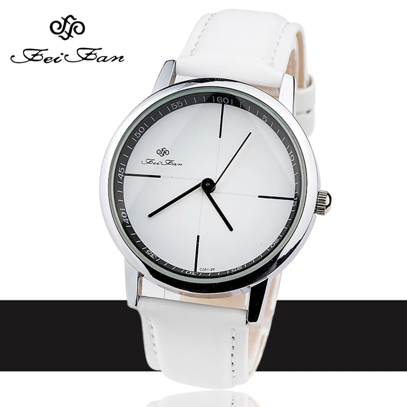 Simple Style Watches Men Women Leather Strap Quartz-watch 2016 Fashion FEIFAN Brand Black White Wristwatches Quartz Watch Gifts