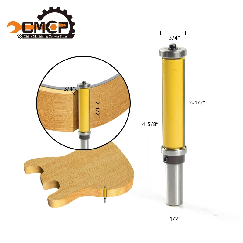 

1 Piece Shank Diameter 1/2" Template Trim Router Bit Routing Cutters top bottom ball bearings Woodworking Tool