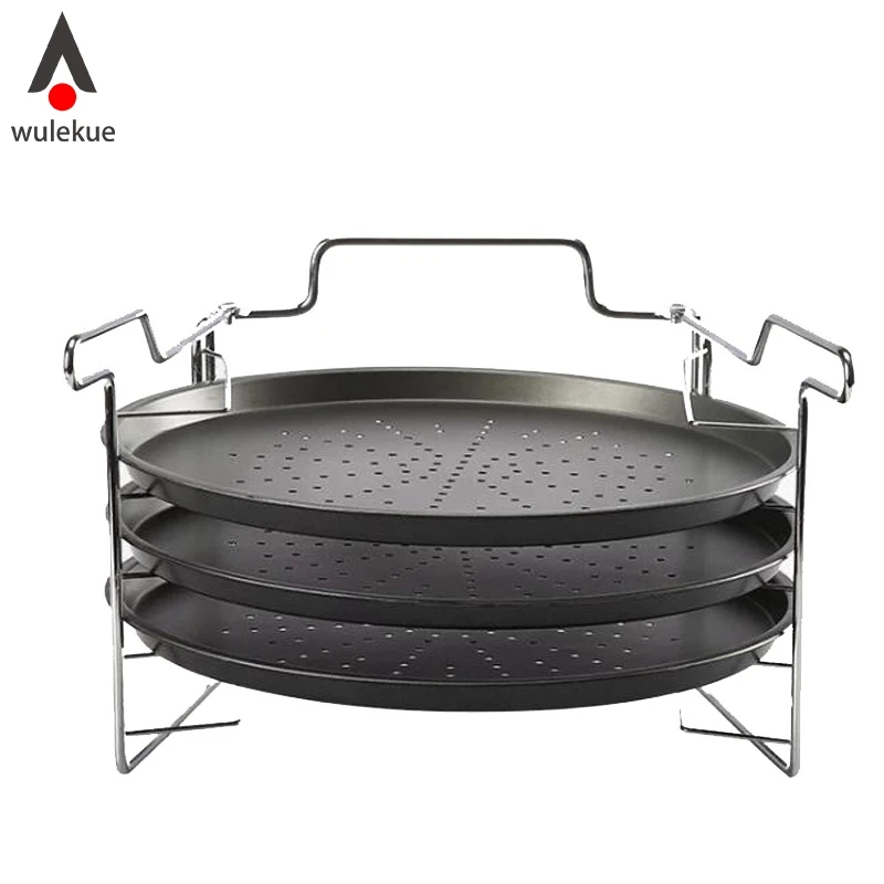 

Pan with Holes Board Baking Tray Plate 12 inch 4PCS/set Carbon Steel with Dishes Holder Bakeware Kitchen Baking Tools