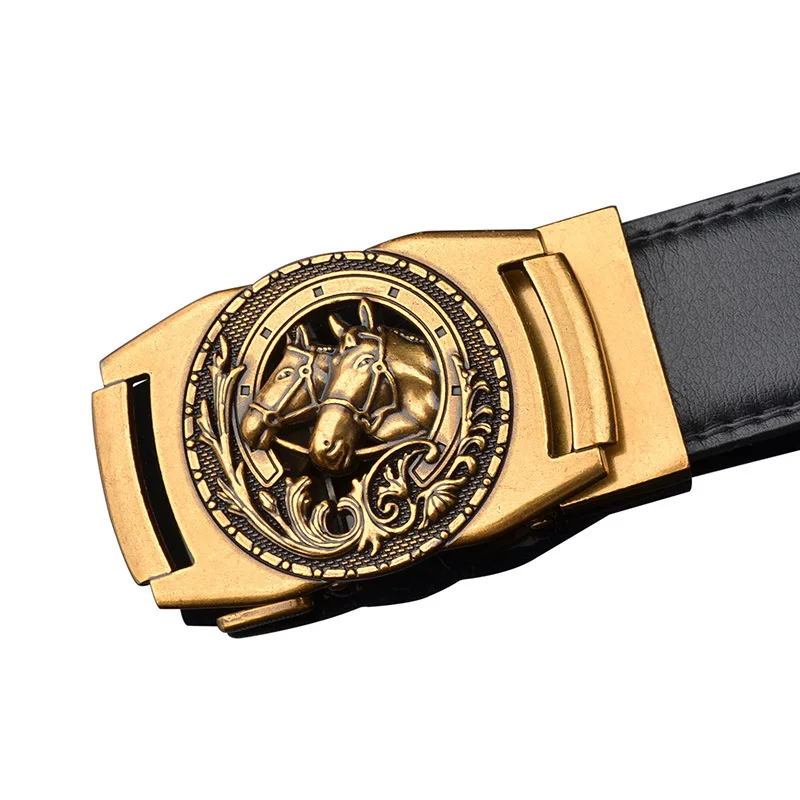 

Luxury Designer Brand Designer horse Belts Men High Quality Genuine Real Leather men Belt automatic Buckle