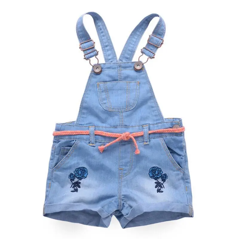 

2018 SPRING Summer US Style Girl Jumpsuit Cute Sweet Fashion Washed Jeans Denim Romper Jumpsuits Straps Short Pants Cowboy Blue