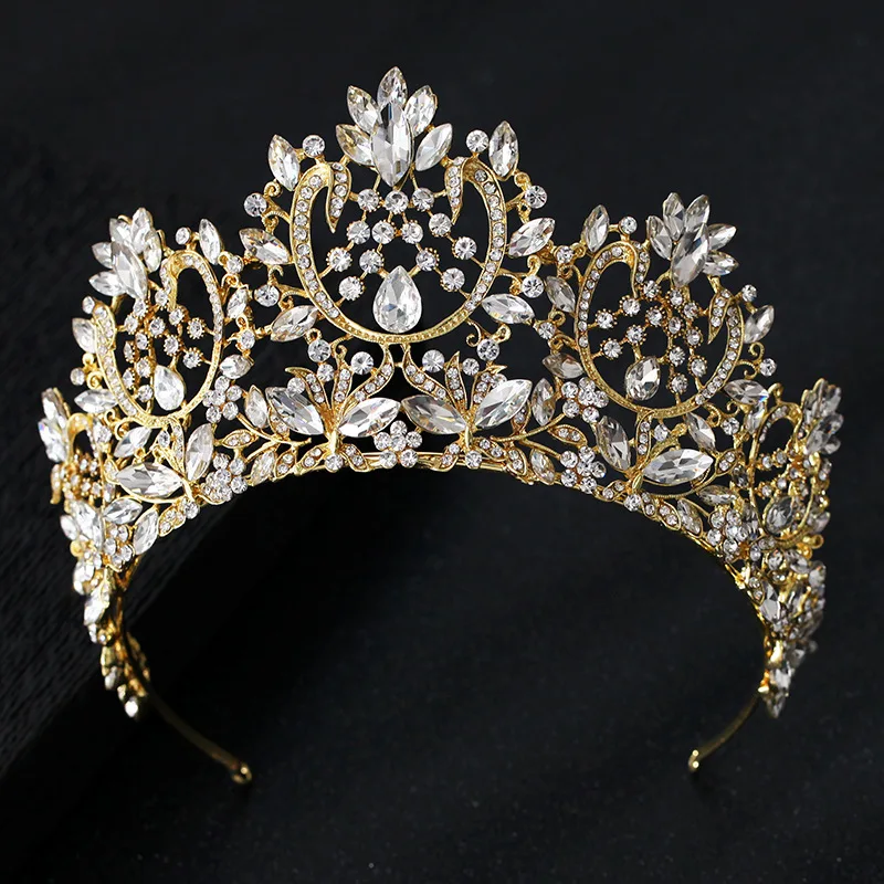 

Luxury Crystal Baroque Queen King Big Crown Rhinestone Bridal Hair Accessories Wedding Crown Tiara Women Headpieces