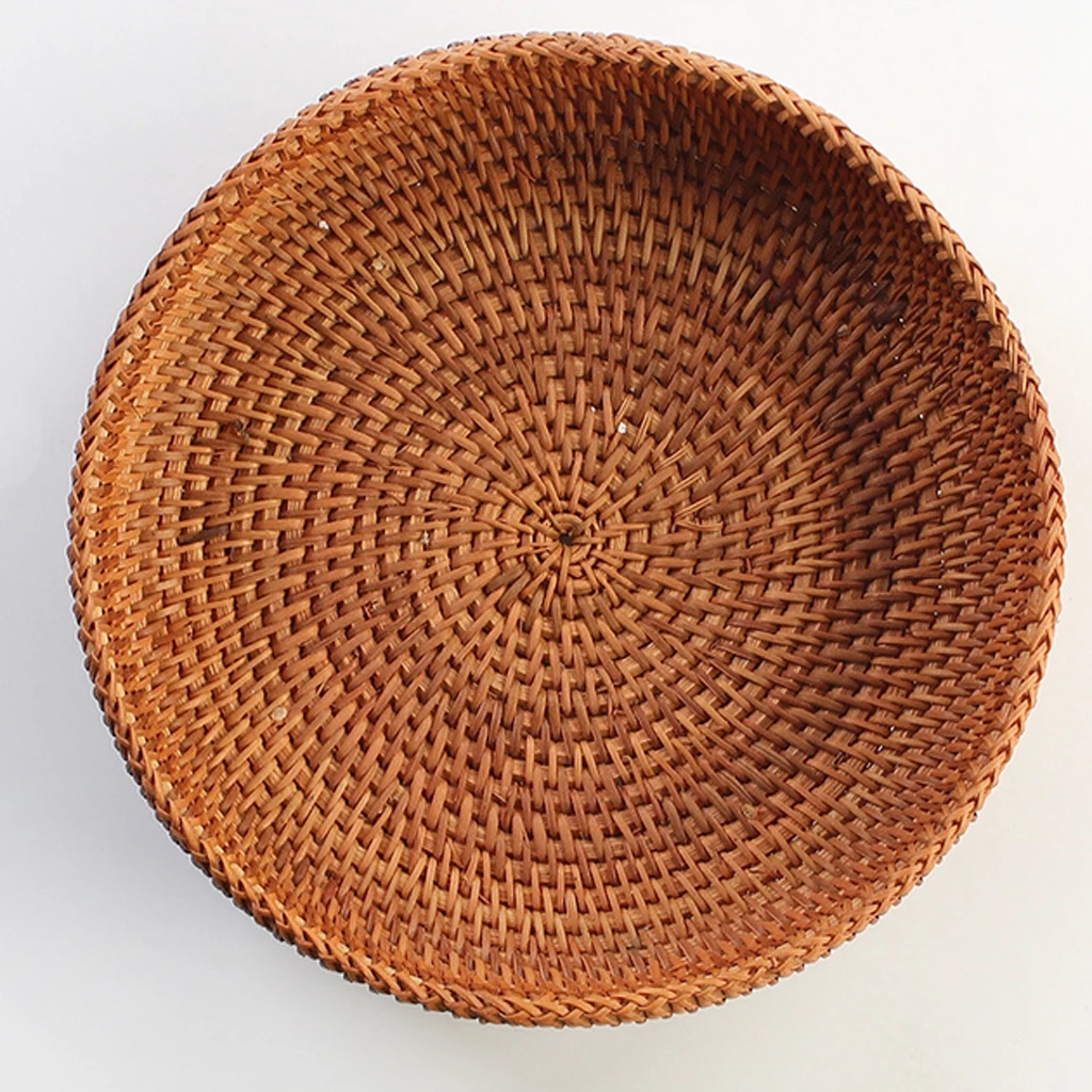 

Handmade Round Woven Bread Roll Basket Fruits Bowl Storage Tray Container