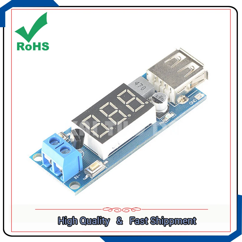 

DC-DC step-down power supply buck module 6.5v/12V ~ 40V to 5V converter +voltage meter USB charging for mobile phone