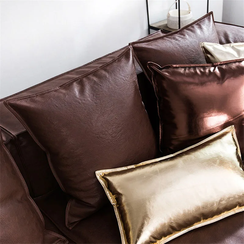 

Cushion Cover Postmodern Metallic Throw Pillowcase Soft Imitation PU Leather Bedding Home Model Room Decor cojines almofadas