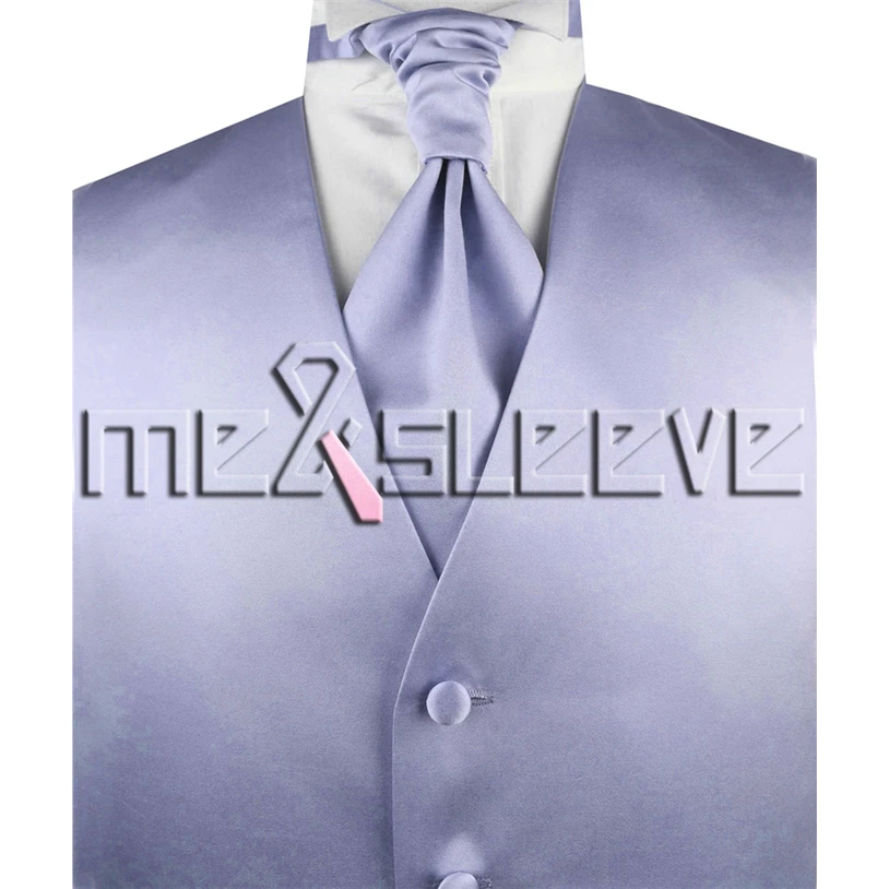 Горячая Распродажа Бесплатная доставка плотная светло-сиреневый красивые платья (жилет + ascot галстук + запонки + платок)