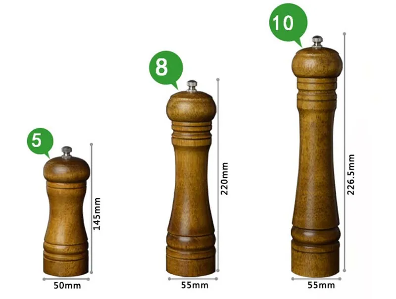 Мельница для соли и перца, мельница для перца из твердой древесины с сильной регулируемой Керамической шлифовальной машиной " 8" 1"-кухонные инструменты